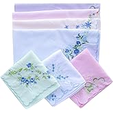 Assorted Ladies Novetly Embroidered Cotton Soft Handkerchiefs Scalloped Hankies