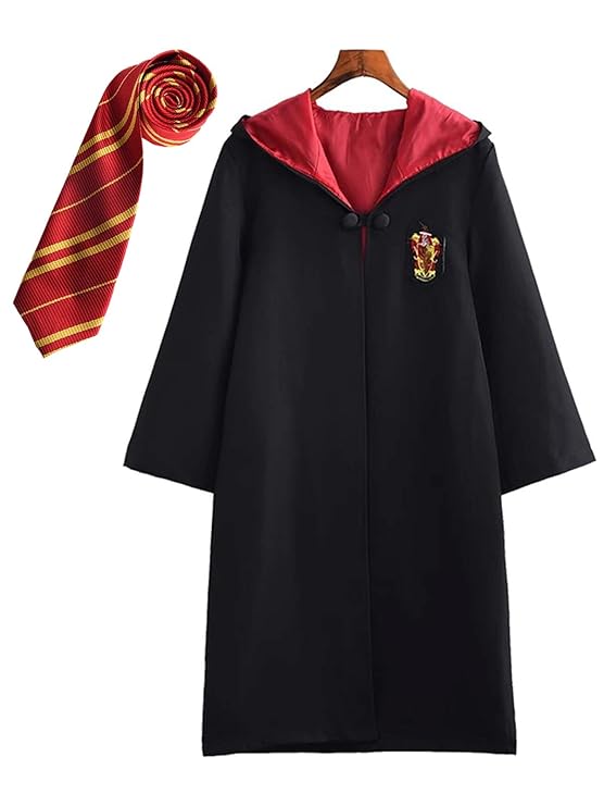 FStory&Winyee Kinder Erwachsene Cosplay Kostüm Harry Potter Kostüm Umhang Film Fanartikel Outfit Set Zauberstab Krawatte Scha