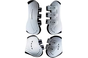Wandrola Horse Boots Open Front Jumping Tendon Sport Boots, Hind Fetlock Boots, Secure Leg Protection, Classic Breathable Equine Supplies, Set of 4