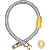 Wayona 36" Stainless Steel 3/4"MIP x 3/4"FIP Flexible Propane Gas Line(1"OD), Gray PVC Full Flow Coated Natural Connector Hose for Indoor and Outdoor, Water Heater, Dryer, Range,CSA Certified High Btu