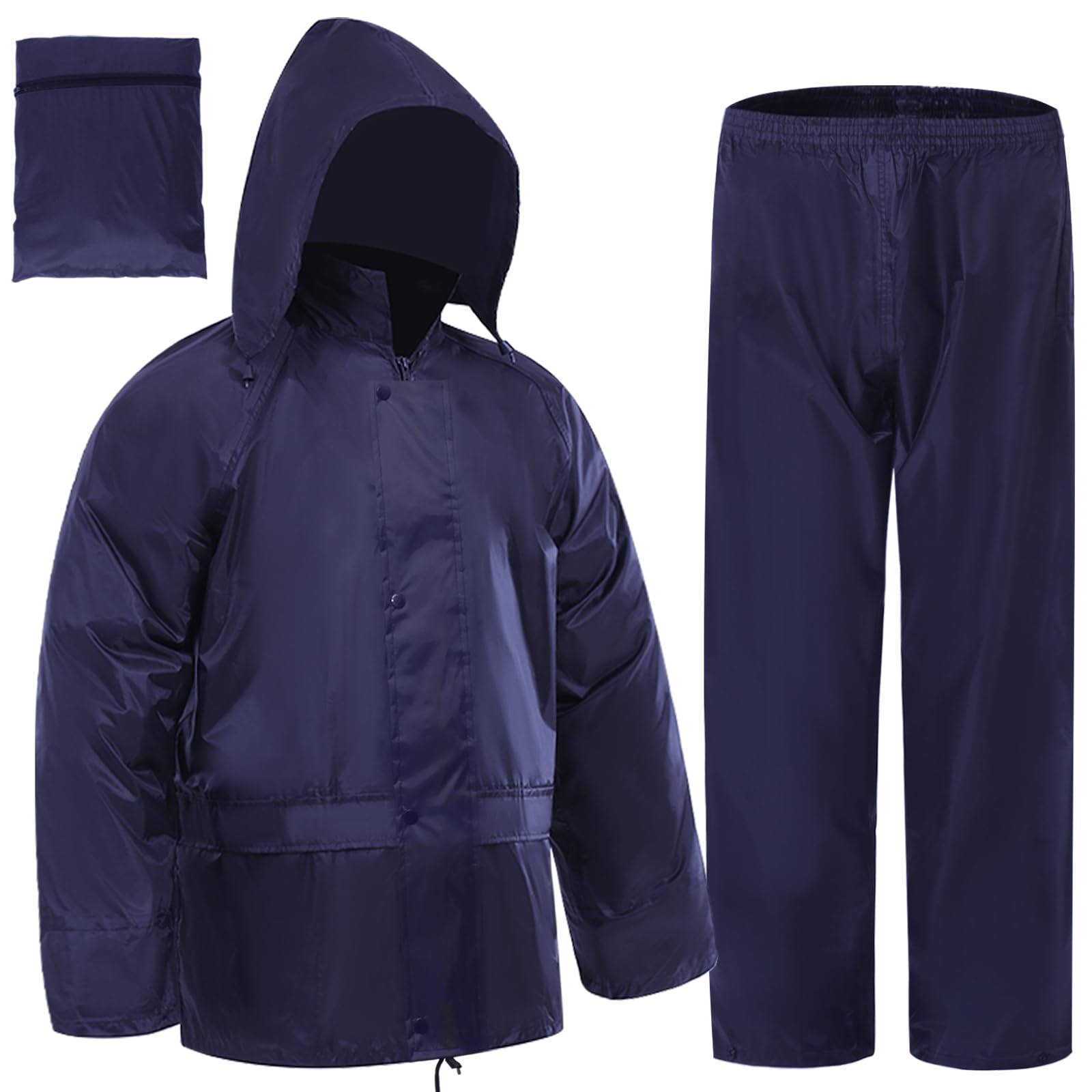 Photo 1 of RainRider Rain Jacket Pants Suits for Men Women Waterproof Lightweight Rain Gear Coat Workwear (Navy,XX-Large)