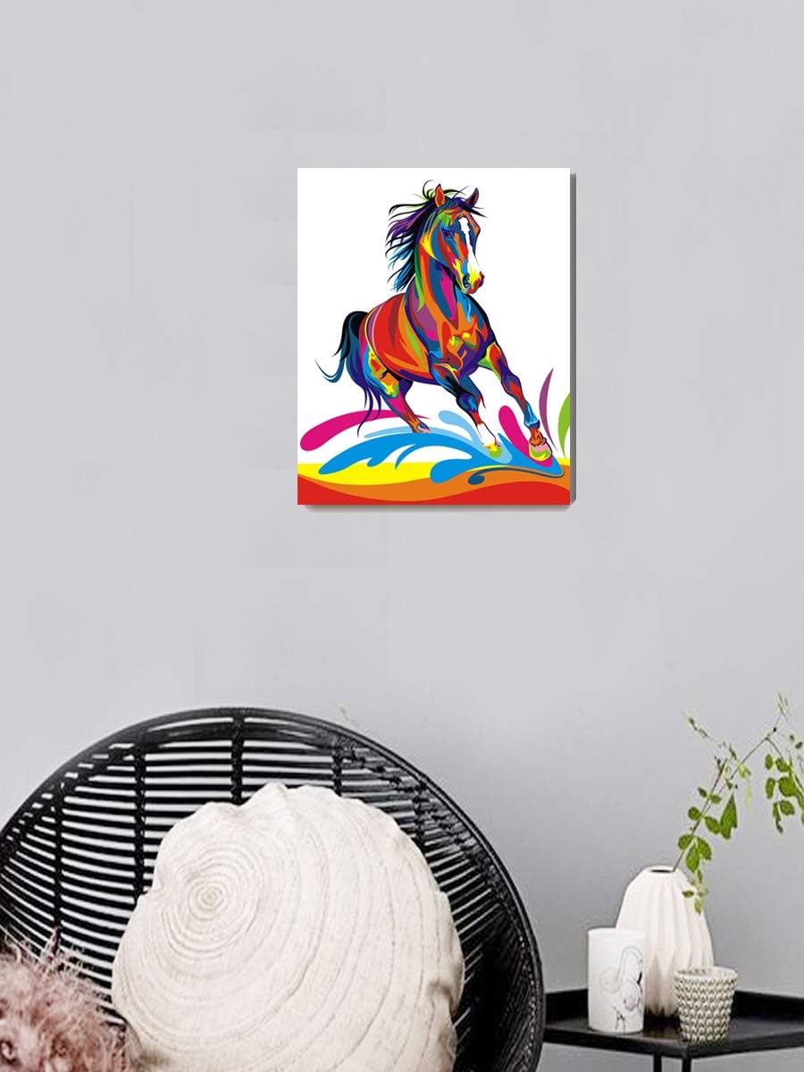 ifymei Paint by Numbers for Adults Children, Beginners, DIY Gift Canvas Painting Kits with Frame, 12x16 Inch Color Horse - Image 3