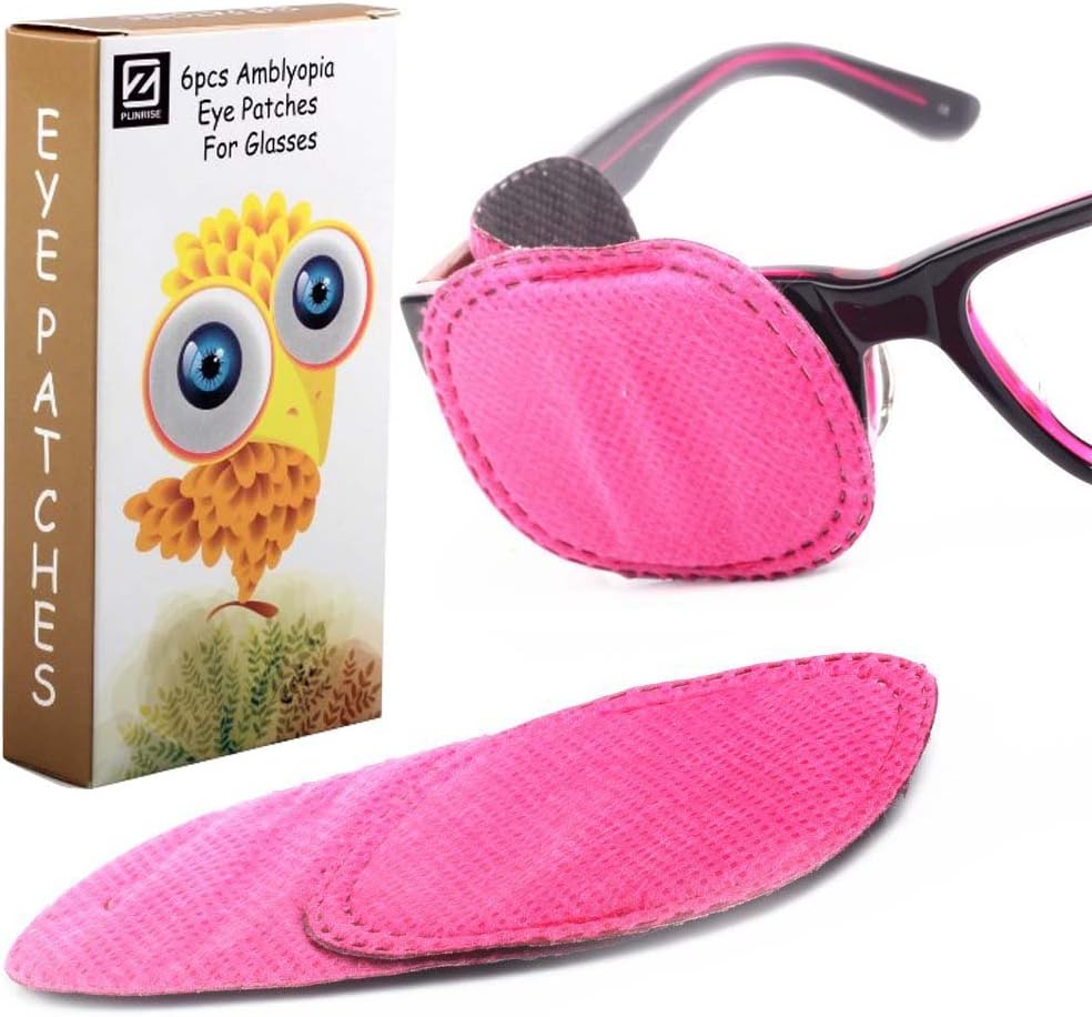 Plinrise 6pcs Amblyopia Eye Patches For Glasses, Kids Eye Patch,Strabismus, Lazy Eye Patch For Children,Pink Color