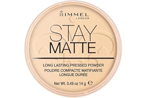 Rimmel London Stay Matte - 001 Transparent - Pressed Powder, Lightweight, High Coverage, Shine Control, 0.49oz