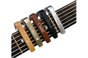 Personalized Guitar Capo, Custom Engraved Wood and Metal Guitar Accessories, Multiple Styles with Text Customization for Acou