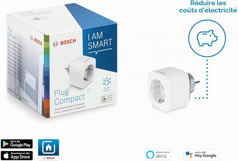 Smart Home - Prise Wi-Fi avec fonction Application (design compact, extension du signal radio, compatible avec Alexa, Google Assistant et Apple HomeKit), Version pour la France