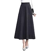 CHARTOU Women's Stretchy High Waist Woolen Flared A Line Swing Maxi Long Skirt