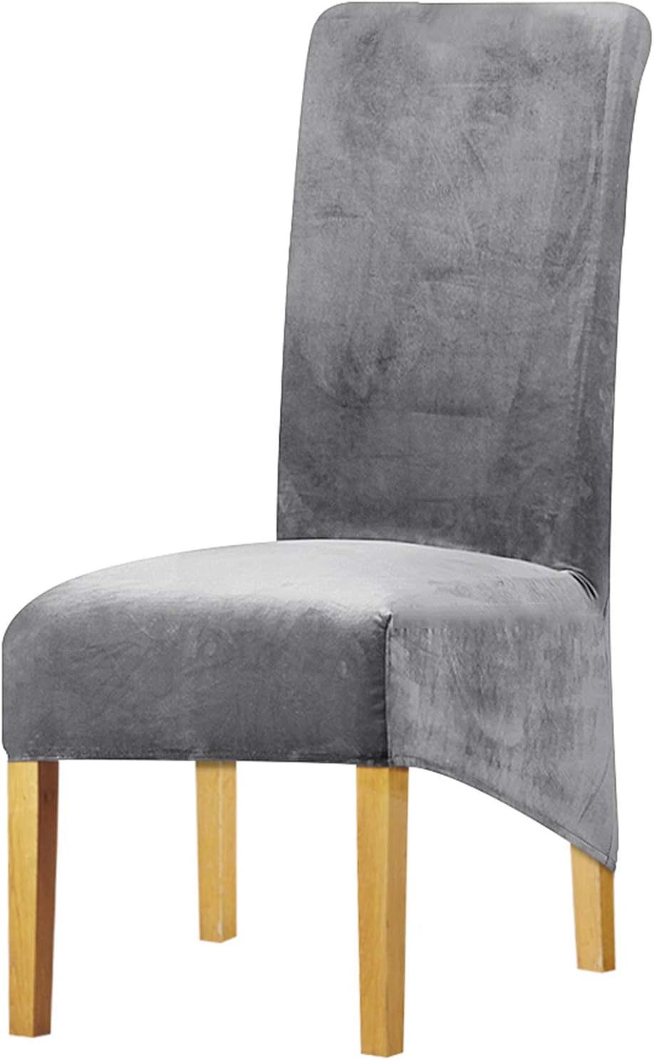 Leorate Chair Slipcovers XL Size High Back Chair Covers Stretch Velvet Chair Protector for Dining Room Kitchen Banquet Hotel Home Decor Grey Pack of 6