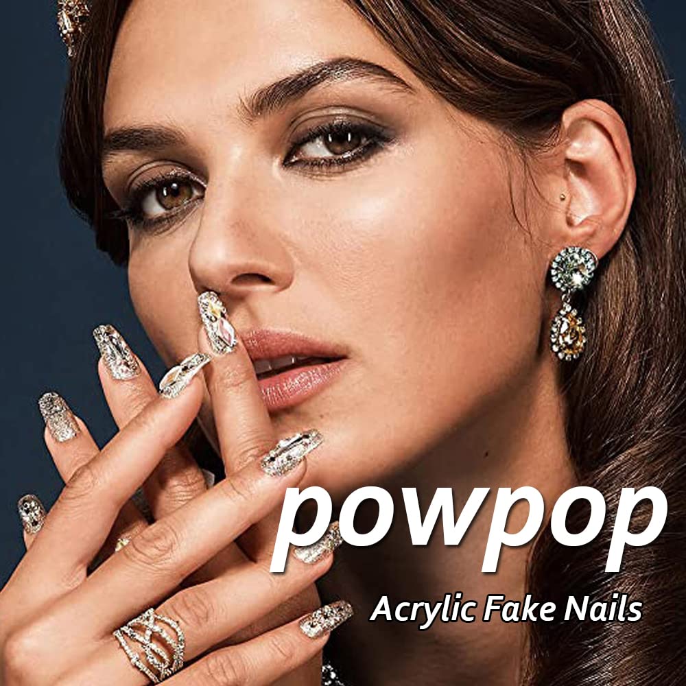 Long Press on Coffin Fake Nails - Purple and Black Gradient French Press on False Acrylic Nails - Full Cover Glossy Glue on Medium Reusable Artificial Stick on for Women Girls - Image 8