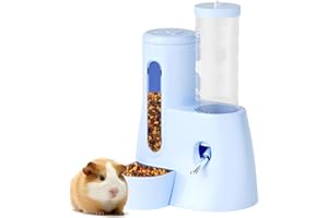 LOLLBIRD 2-in-1 Hamster Water Bottle & Food Dispenser - Leak-Resistant Design for Glass/Wire Cages (120ml/4oz BPA-Free + Double Seal Nozzle) Dwarf Hamster & Mice Essentials (Blue, 6.3×5.1×4.3)