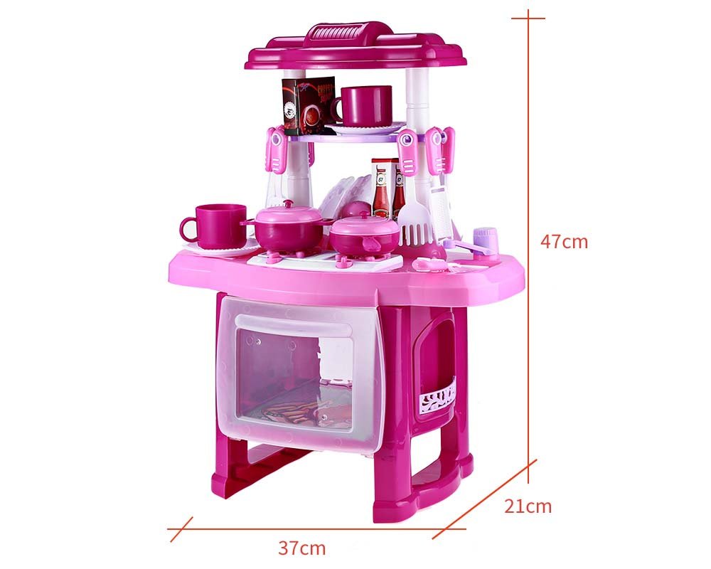 Robolife Kids Kitchen Cookware Pretend Play Toy Set With Music Light For Kids 3 Pink