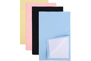 FUKAISU 4pcs Silver Polishing Cloths, 6.3x9.8in Large Soft Jewelry Cleaning Cloth Reusable Jewelry Polishing Cloth for Gold Silver Platinum (4 Colors)