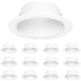 Anyhome 6 Inch Can Light Cover,12 Pack White Can Light Trim | Step Baffle with Detachable Ring,Anti-Glare,All Metal Material