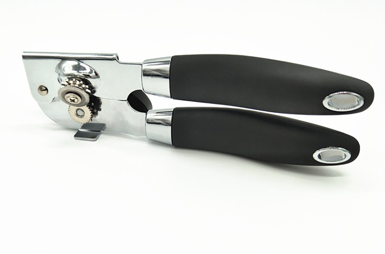 ixaer Strong Stainless Steel Can Opener With TPR Handle, Canned Tool, Multi-functional Rubber Handle Opener, Smooth Edge and Heavy Duty, Build in Durable Bottle Opener and Lid Lifter