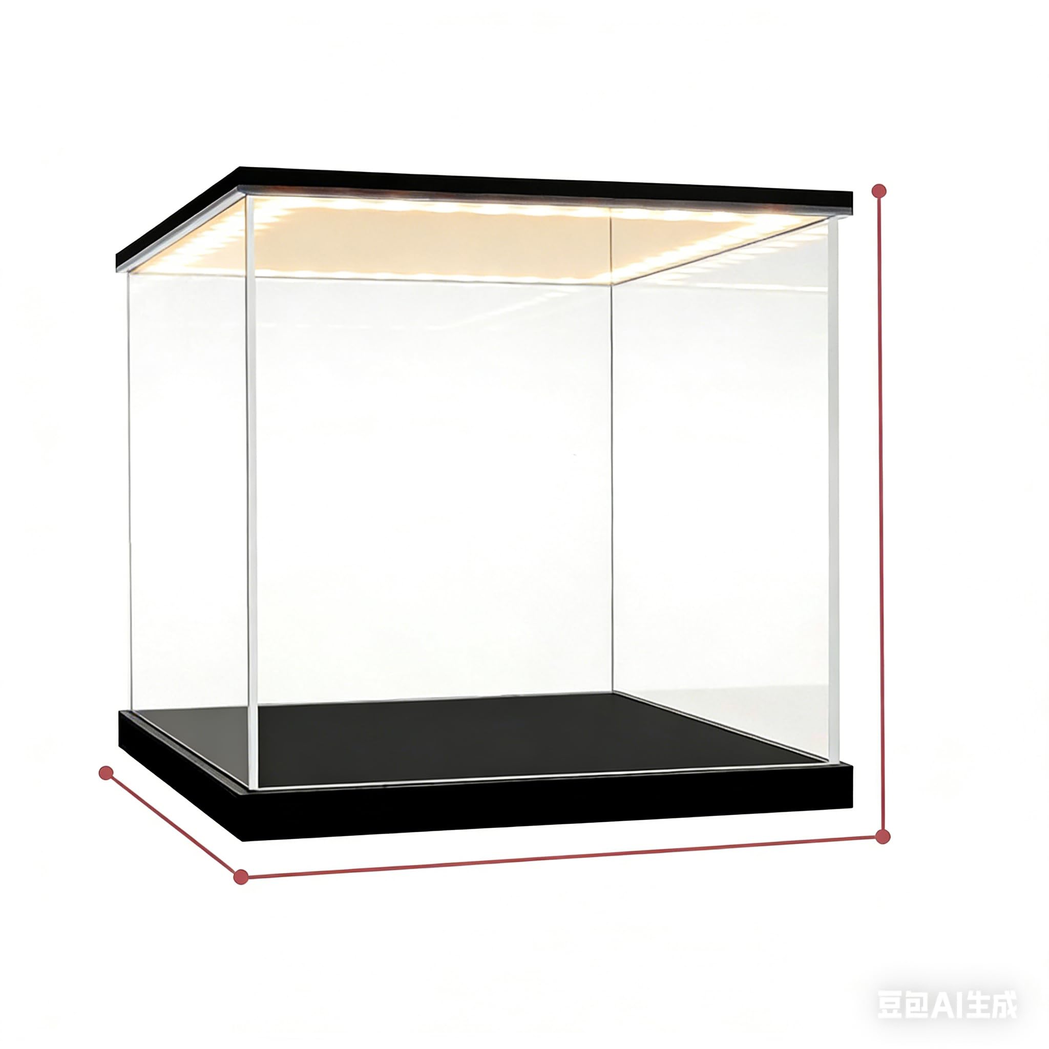 Huijintao Clear Acrylic Display Case with Led Light Assemble Box Organizer Dustproof Showcase for Toys Collectibles (10x10x10inch; 25x25x25cm)