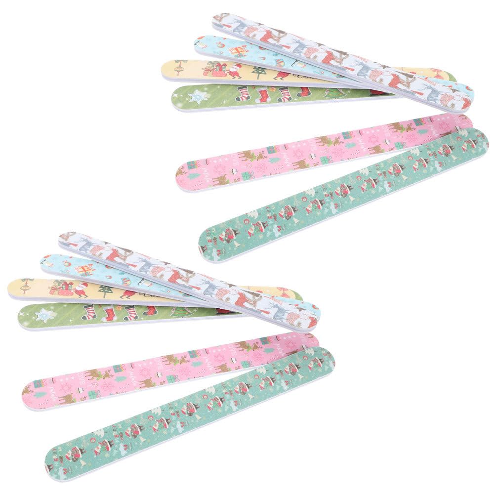 minkissy 30Pcs Christmas Nail File - EVA Double Sided Emery Boards Colorful Manicure Pedicure Emery Boards for Nails File Christmas Pedicure Nail Tools for Women Girls