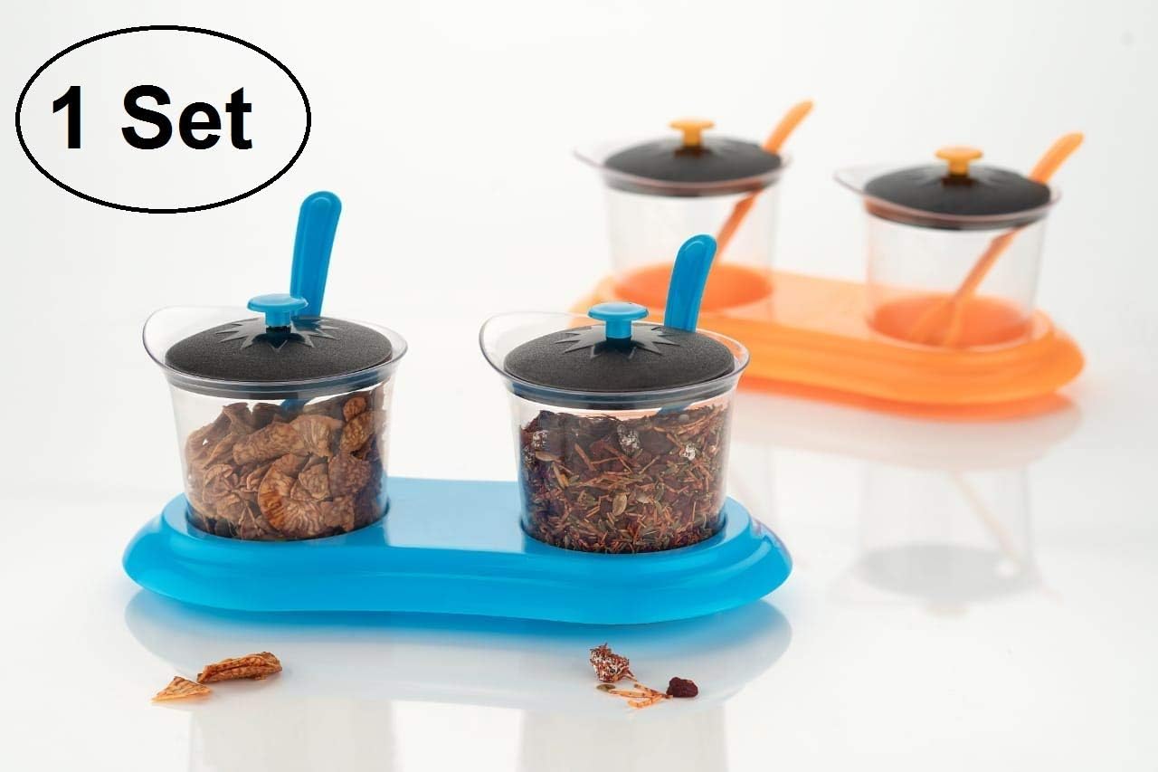 NK-STORE's Multipurpose Dining Set Kitchen Storage Jar Container for Pickle - Mukhwas - Dryfruits Dining Spice Jar Set with Tray and Spoon (2 Pc Dinning Set)