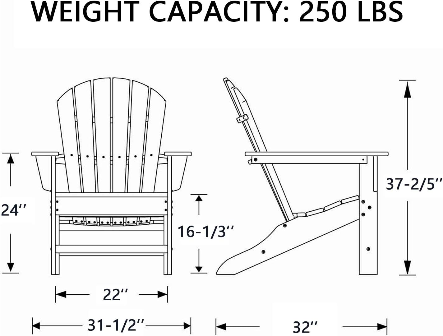 DAILYLIFE Plastic/Resin Classic Outdoor Adirondack Chair Polystyrene Weatherproof Lounge Chair for Porch Patio Deck Garden,Backyard & Lawn Furniture: Kitchen & Dining