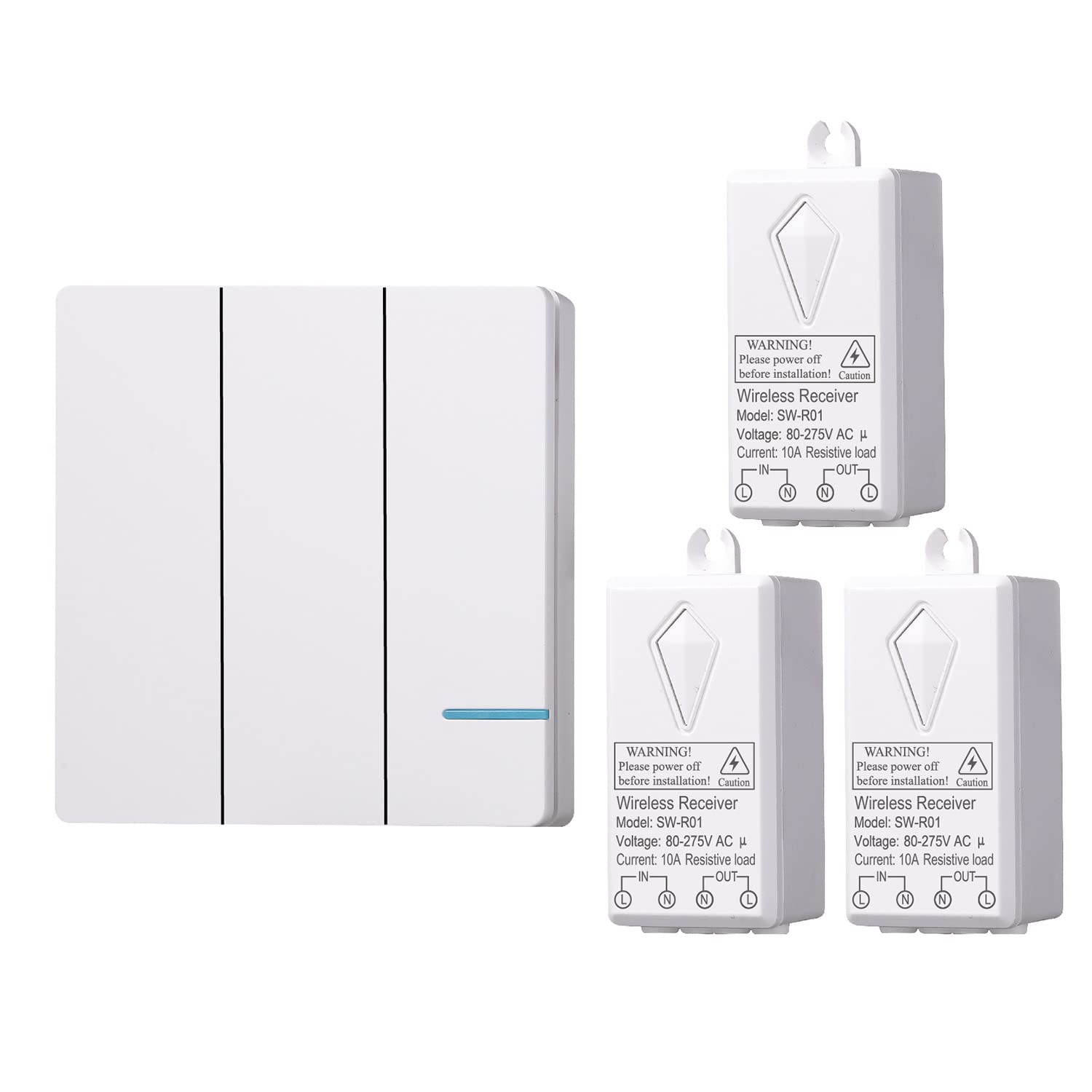 Lancoon Remote Control Light Switch Kit with Mini Receiver Wireless ON OFF No Wiring Needed 30M Long Range DIY Programmable Expandable for Home Lights Appliance E26 E27 Bulb Base