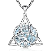 AUDINCEED Wiccan Jewelry Celtic Knot Necklace 925 Sterling Silver Celtic Jewelry for Women & Men Star of David Necklace Pentagram Protection Amulet Necklace Witches Trinity Knot Pendant Gift
