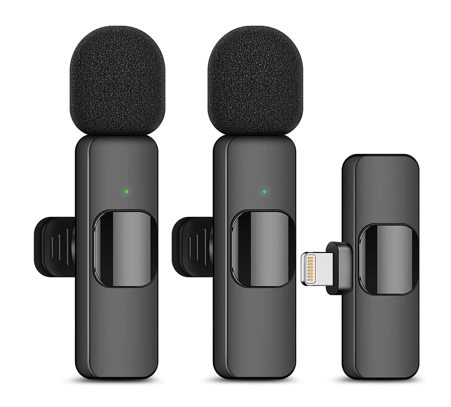 HUACAM 2Pcs Lavalier Wireless Microphone for iPhone,Mini Microphone for Recording, Live Streaming, YouTube, Tiktok, Facebook, Intelligent Noise Cancelling, Automatic Sync, No App(L-02) — image 1