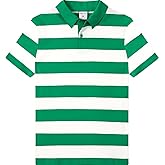 COSLAND Boys' Striped Polo Shirt, Cotton Short Sleeve Shirt, X-Small-Large