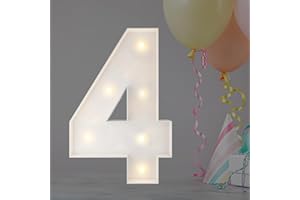 JOYBOX DESIGN 2FT Marquee Light Up Numbers, Marquee Numbers 4, Mosaic Balloons for Numbers, Light Up Numbers for 4th 24th 40th Birthday Party Decorations, Cardboard Numbers, Anniversary Decor