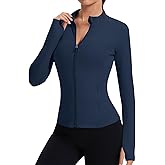 Rapbin Women's Full Zip Workout jackets Runing Slim Fit Athletic Tops With Thumb Holes