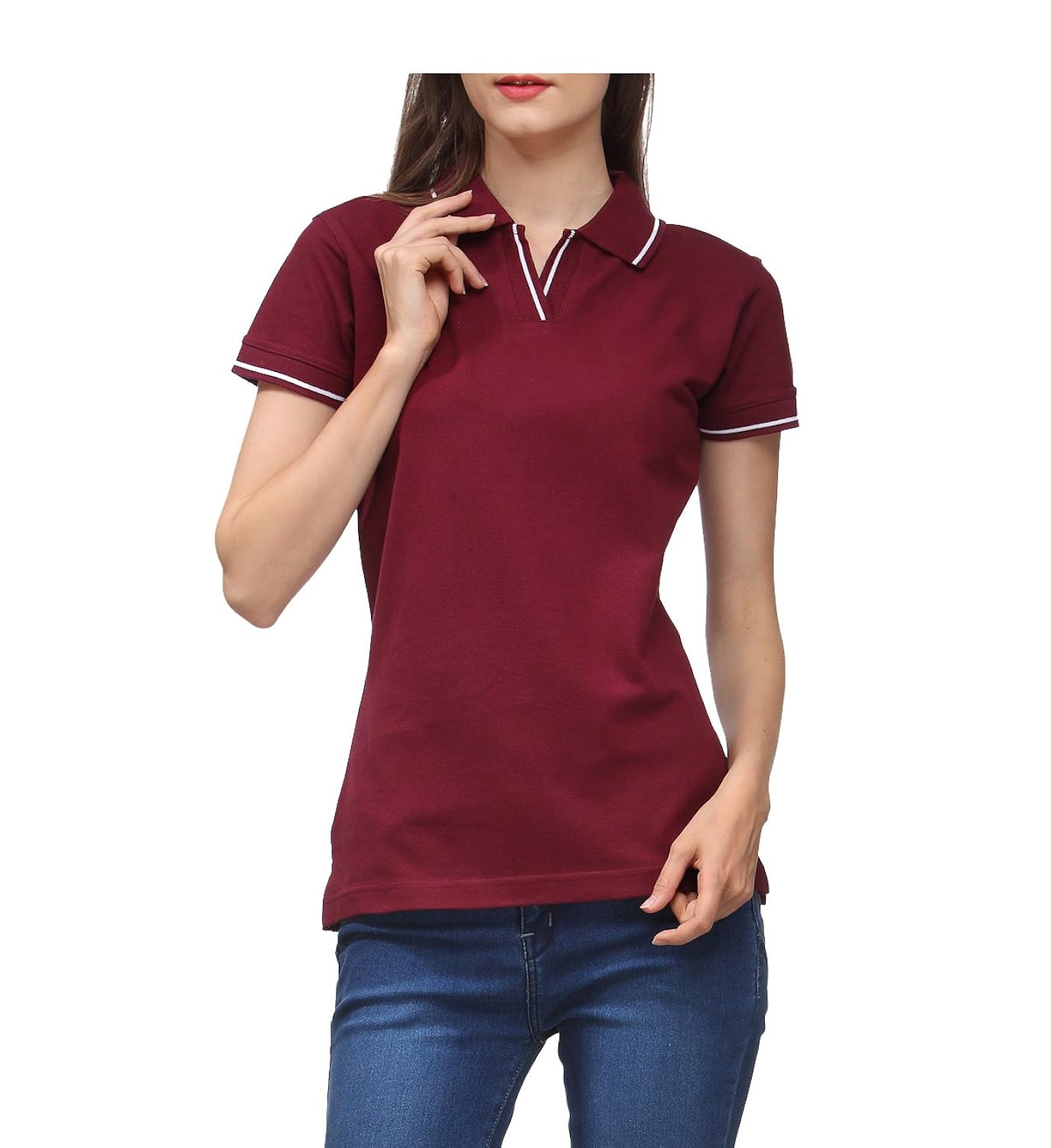 scott women's premium cotton polo t-shirt - maroon