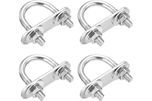 DTGN M6x22x42mm U Bolts Round Kit - 4Set - 304 Stainless Steel U-Bolt Kit with Nuts, Washers, Frame Plate - Good for Pipe, Trailer, Automotive, Leaf Spring Fastener