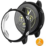 Tensea Compatible with Galaxy Watch Active Case, Soft TPU Bumper Full Around Screen Protector Cover for Samsung Galaxy Watch Active 40mm, 2 Packs (Black)
