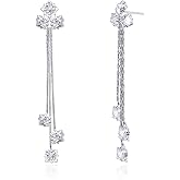 YOQUCOL Women Tassel Chandelier Earrings Cubic Zirconia Crystal Long Drop Dangle Chain Earrings for Women