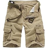 Calsky Men's Lightweight Multi Pocket Casual Outdoor Twill Cargo Shorts with Zipper Pockets with 8 Pockets No Belt