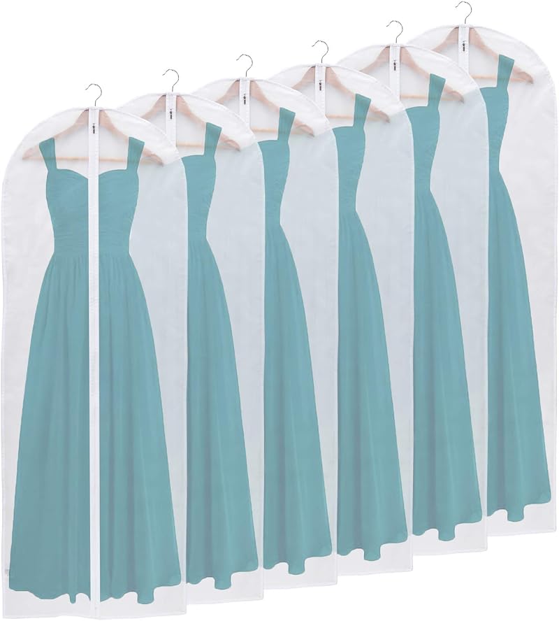 Niviy 63" Dress Covers Garment Bag with Zip Dustproof White 60x160cm