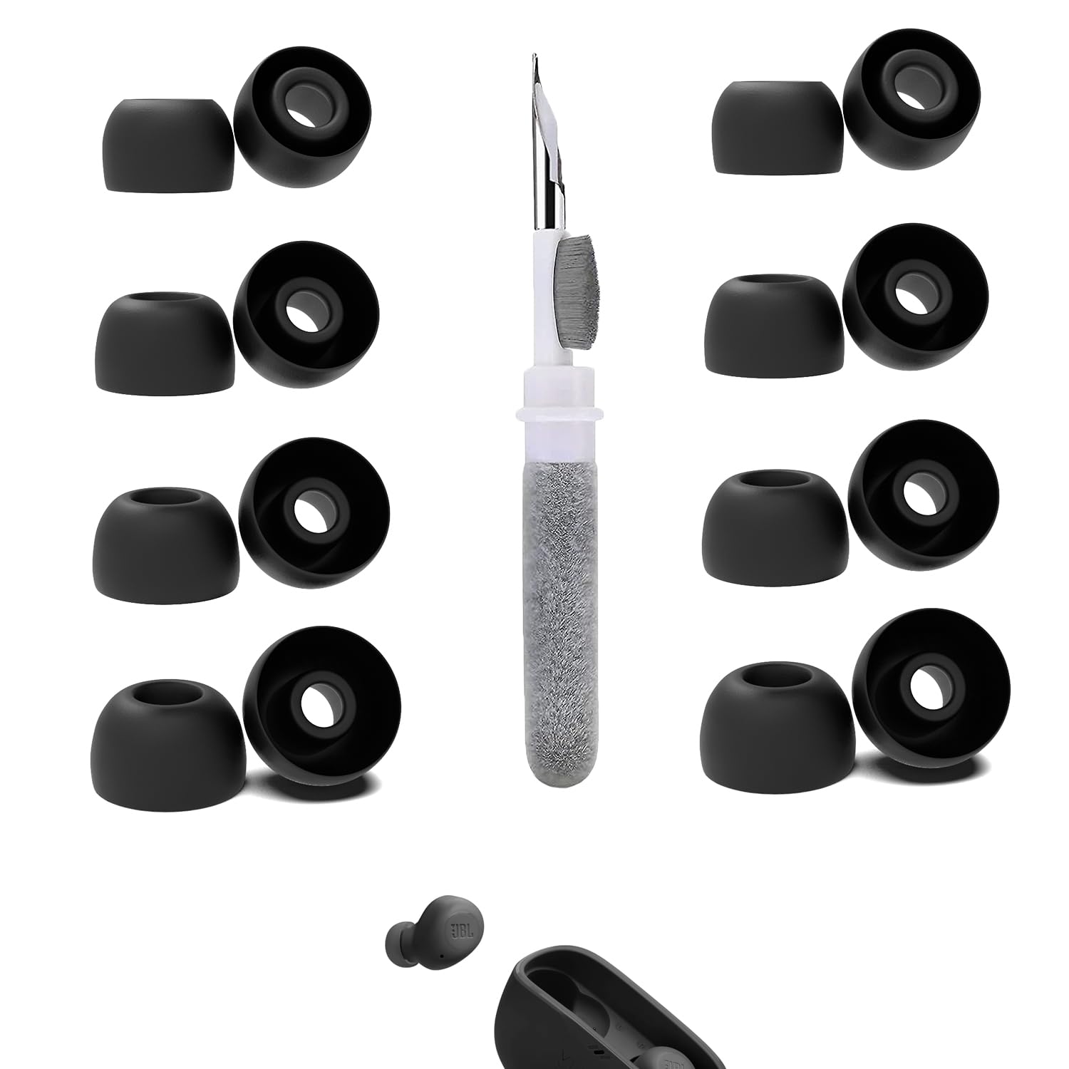 Photo 1 of [8 Pairs] Replacement Ear Tips for JBL Vibe Buds, with 3 in 1 Cleaner Kit, Silicone Ear Tips (XS/S/M/L)