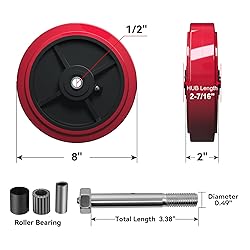 LONGRUNFORU 8 Inch Caster Wheels, Polyurethane on