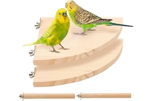 4 Pcs Parrot Platform, Bird Wooden Perch Stand Platform Cage Accessories Playground Exercise Toys for Parrot Budgies Parakeet