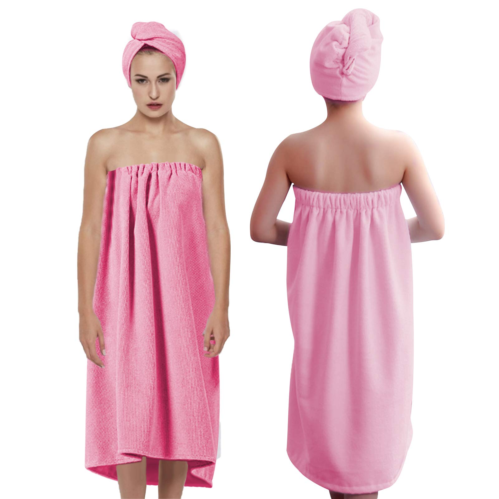 Wytino Bath Towels, Ultra Absorbent Bath Towelling Wrap Dress Hair Drying Turban Set Quick Dry with Microfibre Fastener Closure Used for Ladies (Rose red) — image 1