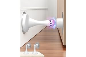 WINONLY Door Stoppers, Magnetic Door Stop 2 Pack Adhesive Stick & Screws Stainless Steel, Door Stop Holder to Keep Door Open Wall & Floor Mount, Magnetic Door Catch Stoppers for Bottom of Door, White