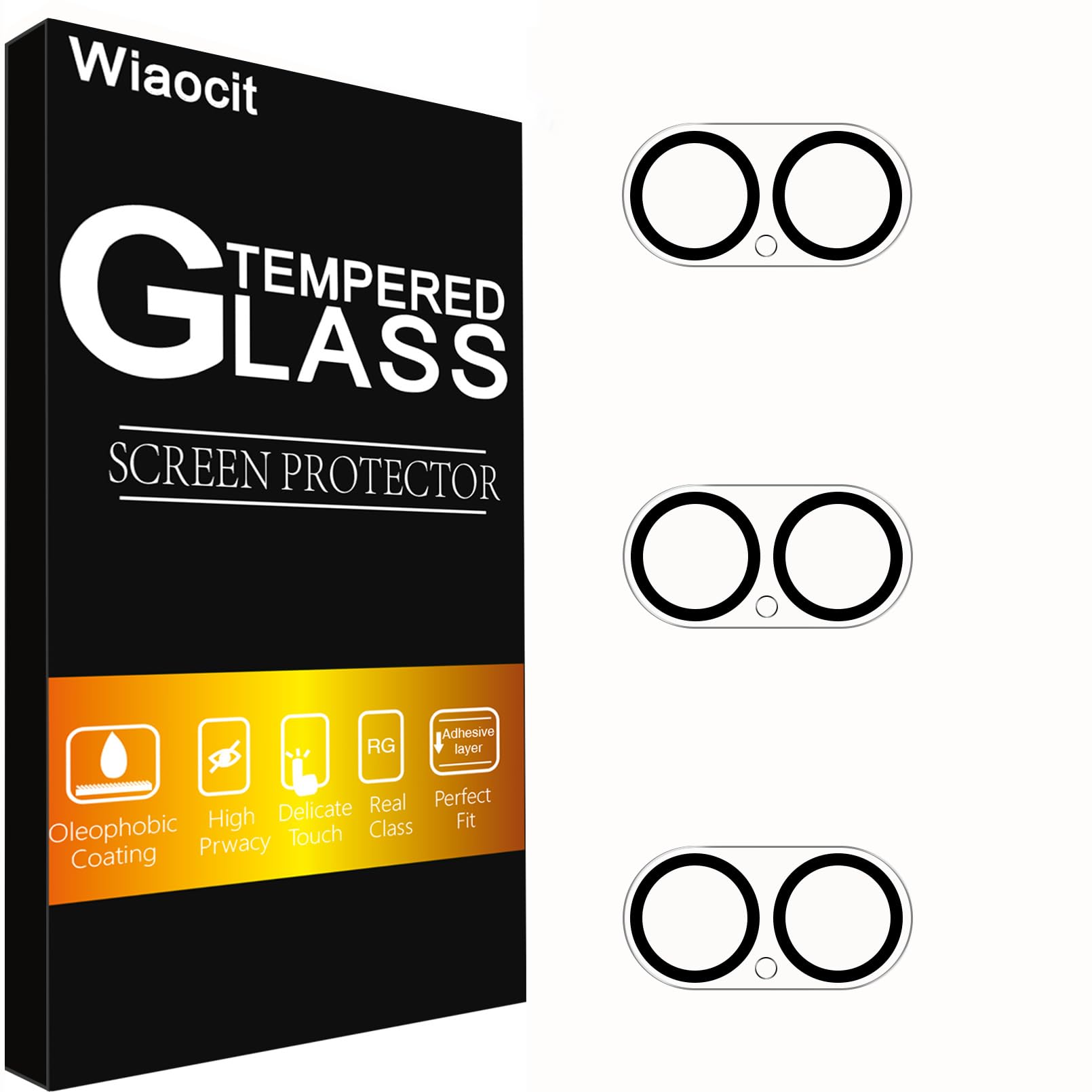Photo 1 of Wiaocit 3 Pack Tempered Glass Camera Lens Protector for iPhone 17, 9H Hardness, Anti-Scratch, Case Friendly