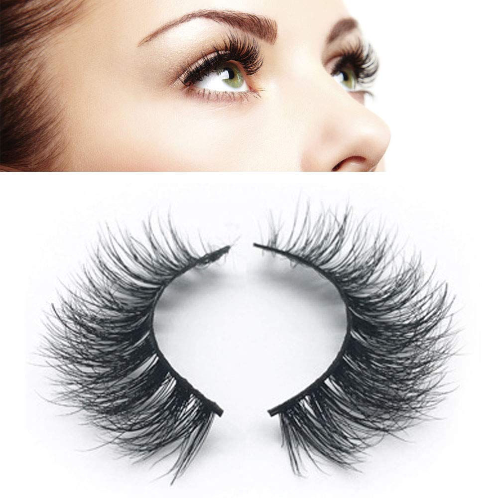 DAODER Real Mink Lashes Strip Natural False Eyelashes Reusable Lightweight Wispies Fake Eyelashes for Women & Girls Makeup