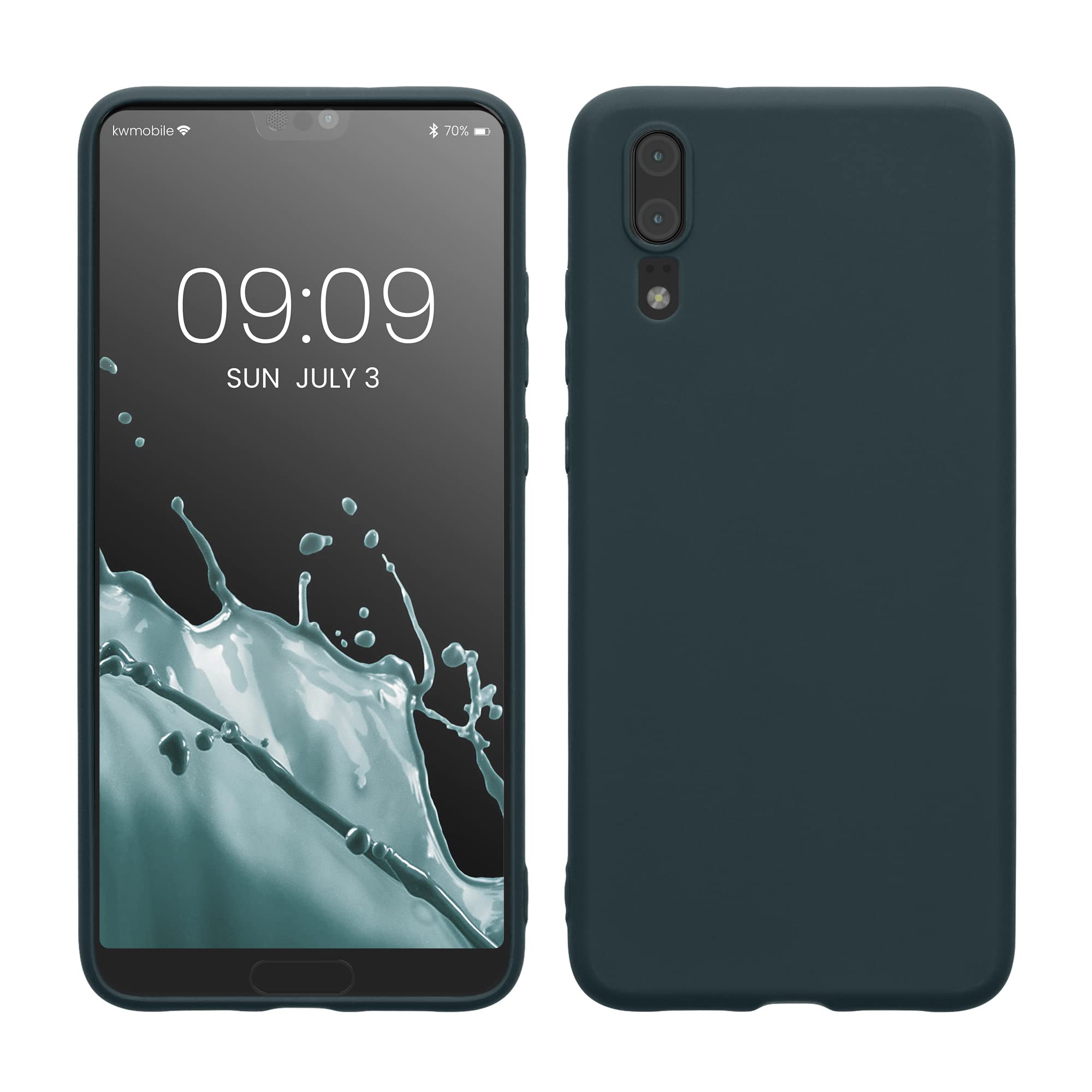 kwmobile Case for Huawei P20 Case - Soft Cover - Shockproof TPU Material - Wireless Charging - Dark Slate — image 1