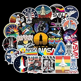 50 Pcs NASA Stickers Space Explorer Decals for Water Bottle Hydro Flask Laptop Luggage Car Bike Bicycle Waterproof Vinyl Universe Astronaut Stickers Pack
