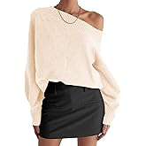 Saodimallsu Womens Off The Shoulder Sweater Long Sleeve Boat Neck Pullover 2025 Casual Trendy Loose Knit Tops