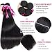Pizazz Brazilian Straight Hair 3 Bundles With Closure 9A Unprocessed Virgin Human Hair Bundles with Free Part Closure (18 20 22+16)