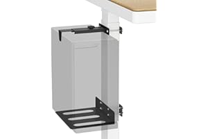 Under Desk PC Mount for Standing Desk, Universal Clamp-On PC Desk Mount with 10PCS Adhesive Cable Clip, No Drilling Heavy Dut