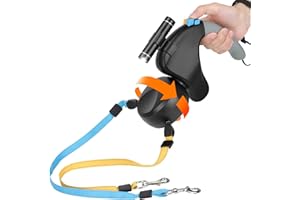 Ideashop 2 Dog Retractable Leash for Small/Medium Dogs, 10 ft Extendable Pet Leash, 360 Tangle-Free, Silicone Gel Handle, One