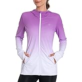 Lightbare Women's UPF 50+ Full Zip Hoodie Jacket Long Sleeve Hooded Sun Shirt with Pockets