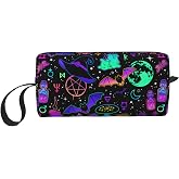 JKJOJIA Witchcraft Witch Witchy Bat Goth Makeup Bag Organizer Small Cosmetic Bags Portable Travel Toiletry Bag With Handle Simple Accessories Storage Zipper Pouch For Women Girl