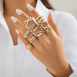 INENIMARTJ Boho Rings for Women,14K Gold Stacking
